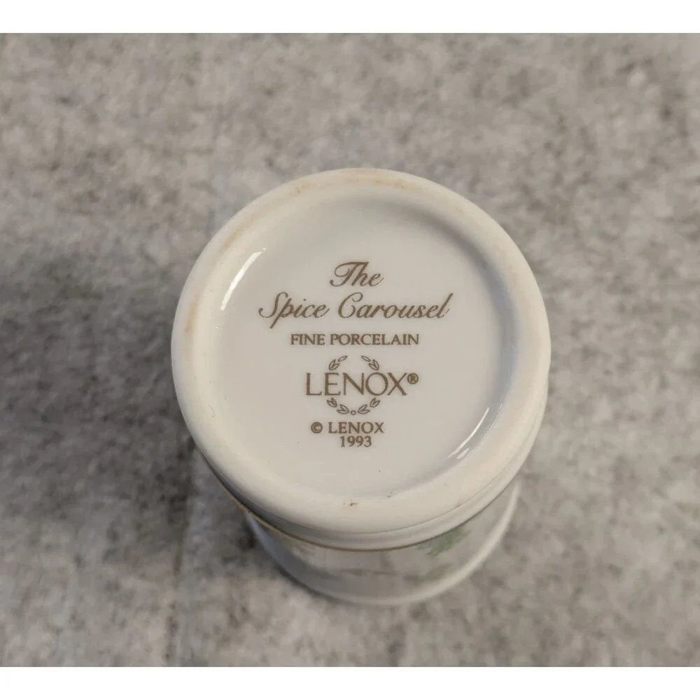 The Spice Carousel By Lenox Vintage 1993 Fine Porcelain Thyme w/ 24k Gold Trim